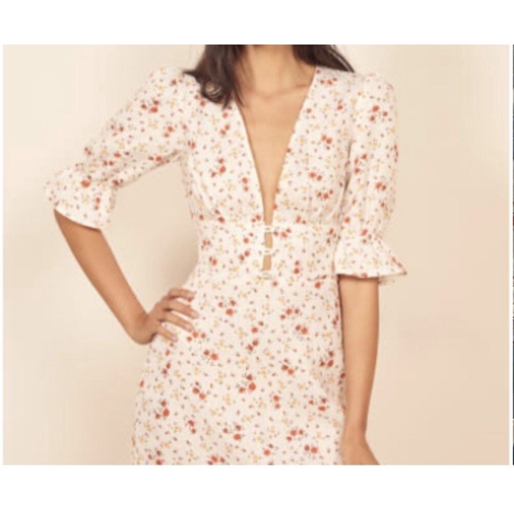 NEW Reformation simi linen mini dress Floral pattern SIZE 0